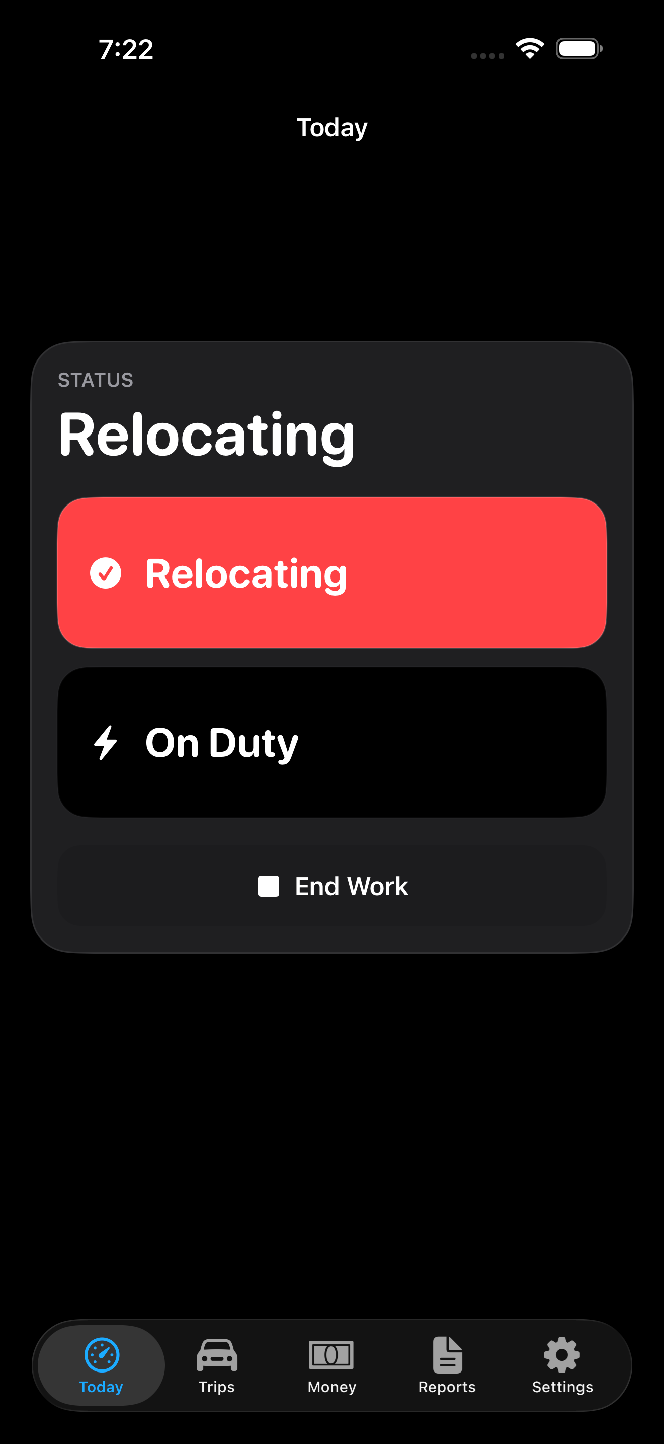 GigClaim active work session screen showing session status, earnings, and route progress