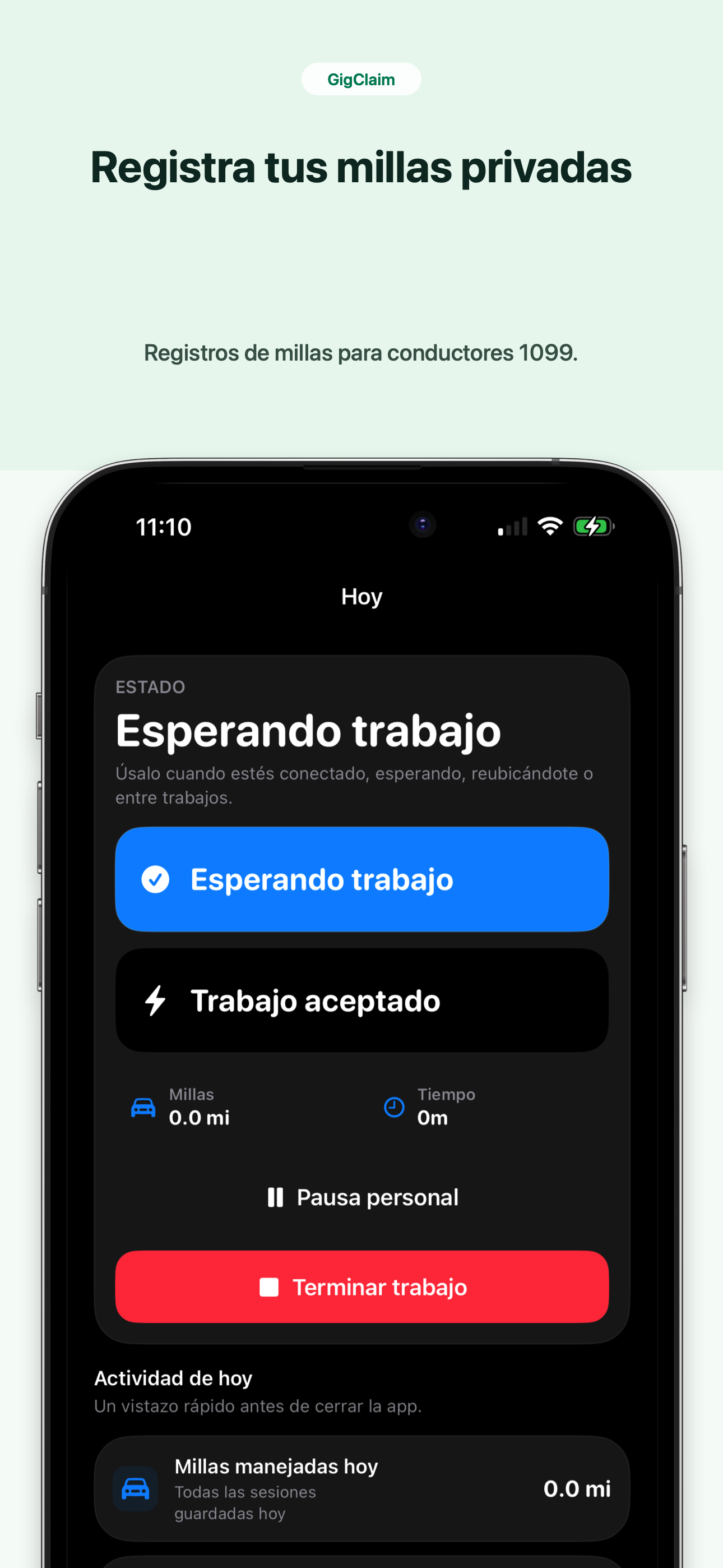 Captura de GigClaim en español para registrar millas privadas